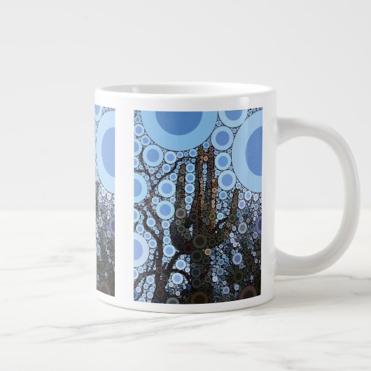 Arizona Saguaro Cactus Concentric Circle Mosaic Grote Koffiekop (Rechts)