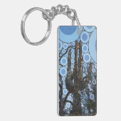 Arizona Saguaro Cactus Concentric Circle Mosaic Sleutelhanger (Voorkant Links)