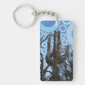 Arizona Saguaro Cactus Concentric Circle Mosaic Sleutelhanger (Voorkant)