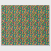 Arizona Saguaro Cactus Floral Seamless Pattern Cadeaupapier (Vlak)