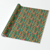 Arizona Saguaro Cactus Floral Seamless Pattern Cadeaupapier (Uitgerold)