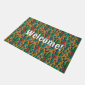 Arizona Saguaro Cactus Floral Seamless Pattern Deurmat (Schuin)