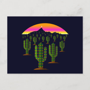 Arizona Saguaro Cactus Kerstverlichting bij zonson Feestdagenkaart