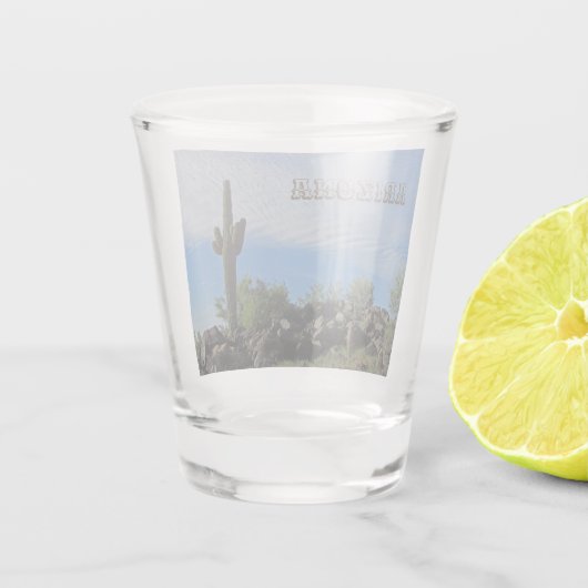 Arizona Saguaro Cactus Landschap Foto keepslag Shot Glas (Achterkant)