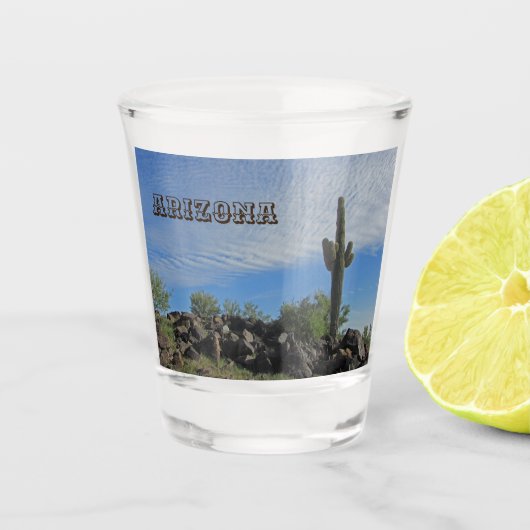 Arizona Saguaro Cactus Landschap Foto keepslag Shot Glas (Voorkant)