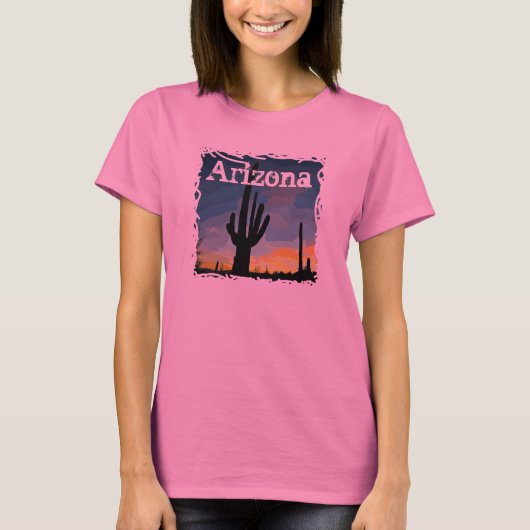 Arizona Saguaro Cactus op het Sunset Southwestern  T-shirt (Voorkant)