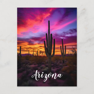 Arizona Saguaro Cactus SouthWestern Desert Sunset Briefkaart