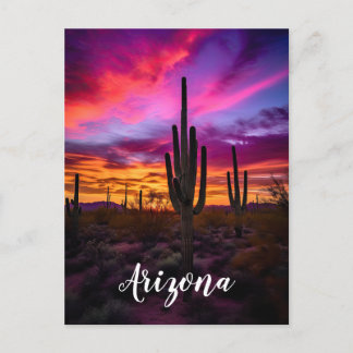 Arizona Saguaro Cactus SouthWestern Desert Sunset Briefkaart