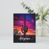 Arizona Saguaro Cactus SouthWestern Desert Sunset Briefkaart (Staand voorkant)