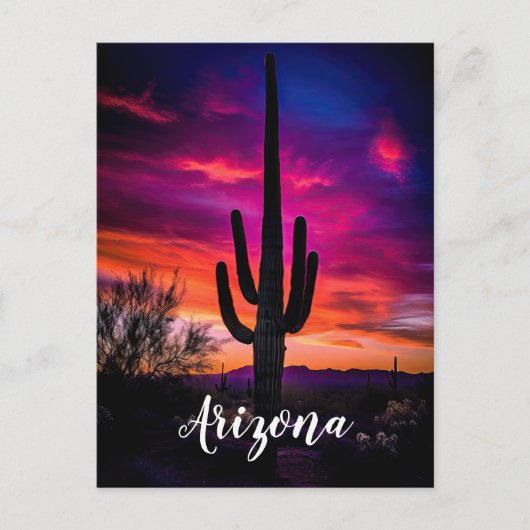Arizona Saguaro Cactus SouthWestern Desert Sunset Briefkaart (Voorkant)
