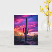 Arizona Saguaro Cactus SouthWestern Desert Sunset Kaart (Gele Bloem)