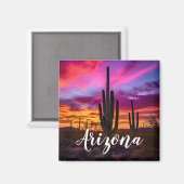 Arizona Saguaro Cactus SouthWestern Desert Sunset Magneet (Voorkant / Achterkant)