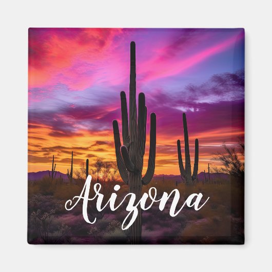 Arizona Saguaro Cactus SouthWestern Desert Sunset Magneet (Voorkant)