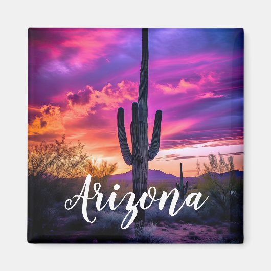 Arizona Saguaro Cactus SouthWestern Desert Sunset Magneet (Voorkant)