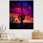 Arizona Saguaro Cactus SouthWestern Desert Sunset Poster (Keuken)