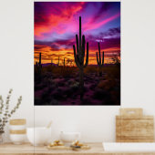 Arizona Saguaro Cactus SouthWestern Desert Sunset Poster (Keuken)