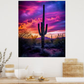 Arizona Saguaro Cactus SouthWestern Desert Sunset Poster (Keuken)