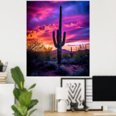 Arizona Saguaro Cactus SouthWestern Desert Sunset Poster (Thuiskantoor)