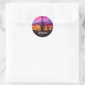 Arizona Saguaro Cactus SouthWestern Desert Sunset Ronde Sticker (Tas)