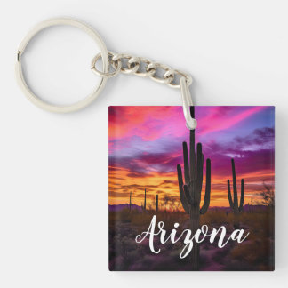 Arizona Saguaro Cactus SouthWestern Desert Sunset Sleutelhanger