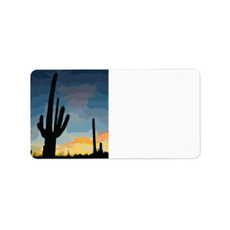 Arizona Saguaro Cactus Southwestern Sunset Etiket