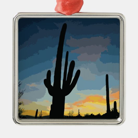 Arizona Saguaro Cactus Southwestern Sunset Metalen Ornament (Voorkant)