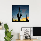 Arizona Saguaro Cactus Southwestern Sunset Poster (Thuiskantoor)