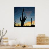 Arizona Saguaro Cactus Southwestern Sunset Poster (Keuken)