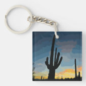 Arizona Saguaro Cactus Southwestern Sunset Sleutelhanger (Voorkant)