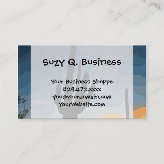 Arizona Saguaro Cactus Southwestern Sunset Visitekaartje (Voorkant)