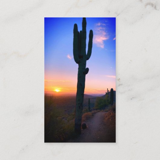 Arizona Saguaro Cactus Sunset Personalized Visitekaartje (Achterkant)