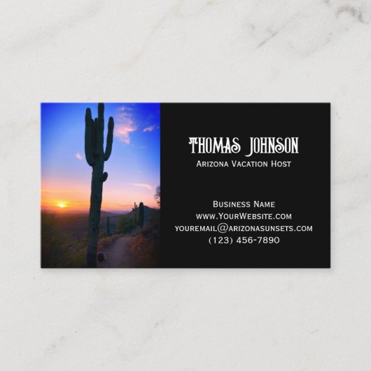 Arizona Saguaro Cactus Sunset Personalized Visitekaartje (Voorkant)