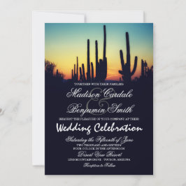 Arizona Saguaro Cactus Sunset Wedding Invitations Kaart