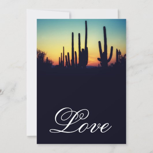 Arizona Saguaro Cactus Sunset Wedding Invitations Kaart (Achterkant)