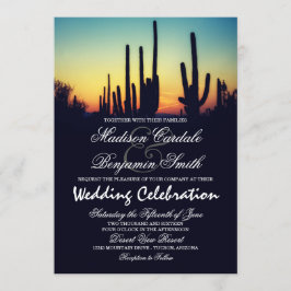 Arizona Saguaro Cactus Sunset Wedding Invitations Kaart