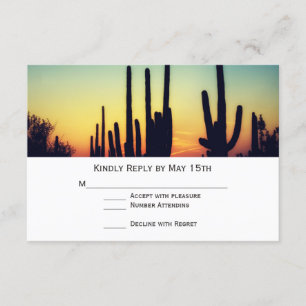 Arizona Saguaro Cactus Sunset Wedding RSVP-kaarten RSVP Kaartje