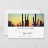 Arizona Saguaro Cactus Sunset Wedding RSVP-kaarten RSVP Kaartje (Voorkant)
