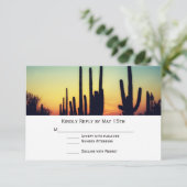 Arizona Saguaro Cactus Sunset Wedding RSVP-kaarten RSVP Kaartje (Staand voorkant)