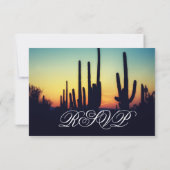 Arizona Saguaro Cactus Sunset Wedding RSVP-kaarten RSVP Kaartje (Achterkant)