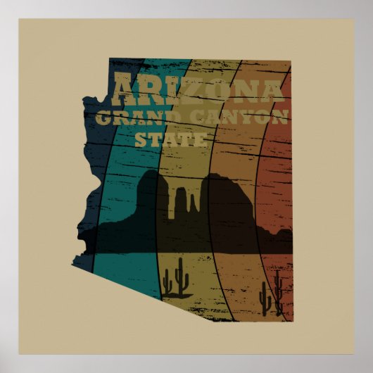 Arizona Sedona kaart grand canyon landschap retro Poster (Voorkant)