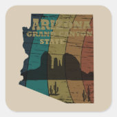 Arizona Sedona kaart grand canyon landschap retro Vierkante Sticker (Voorkant)
