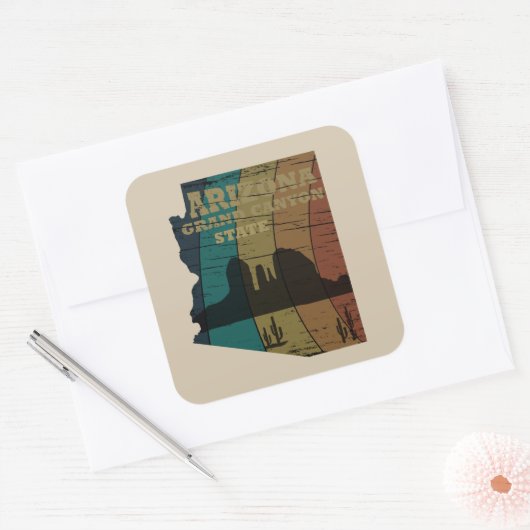 Arizona Sedona kaart grand canyon landschap retro Vierkante Sticker (Envelop)