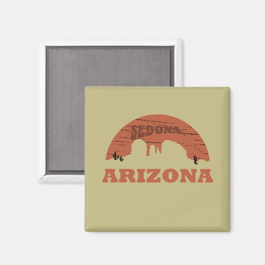 Arizona sedona landschap  az retro magneet (Voorkant / Achterkant)