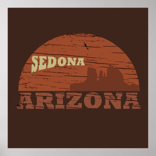 Arizona Sedona landschap  az retro Poster (Voorkant)