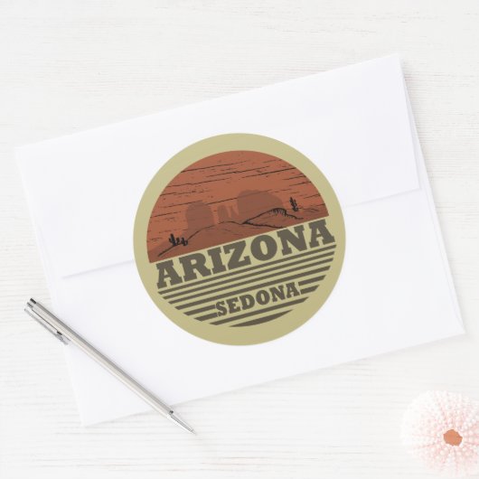 Arizona Sedona landschap  az retro Ronde Sticker (Envelop)