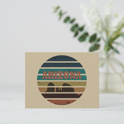 Arizona Sedona landschap  az zonsondergang retro Feestdagenkaart (Staand voorkant)