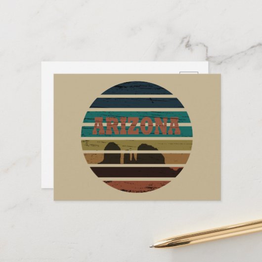 Arizona Sedona landschap  az zonsondergang retro Feestdagenkaart (Voorkant / Achterkant in situ)