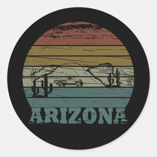 Arizona Sedona  zonsondergang retro az Ronde Sticker (Voorkant)