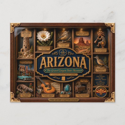 Arizona Shadow Box 3D Figuur Staat Briefkaart (Voorkant)