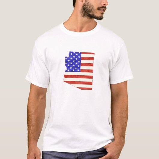 Arizona Shaped American Flag Patriotic Arizonan T-shirt (Voorkant)